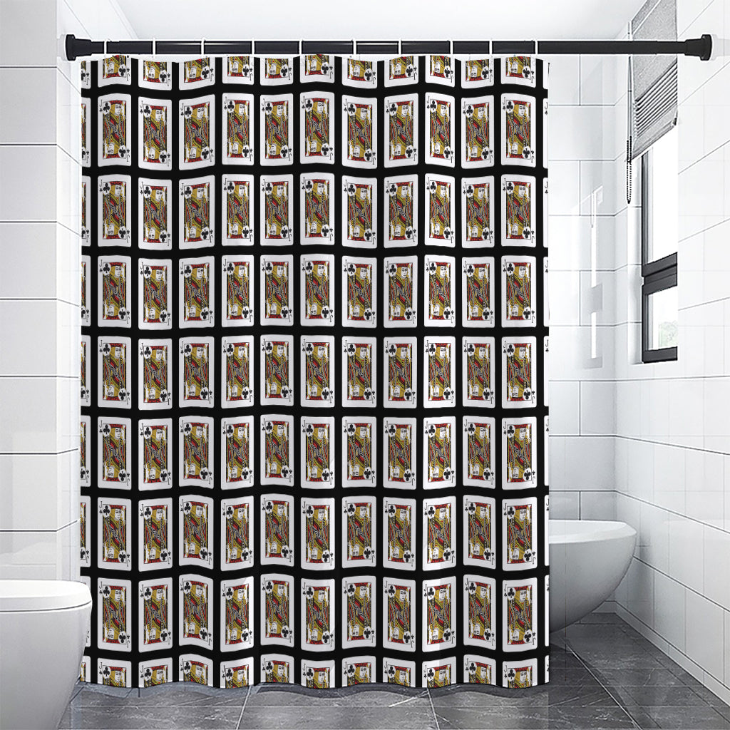 Jack Of Clubs Playing Card Pattern Print Shower Curtain