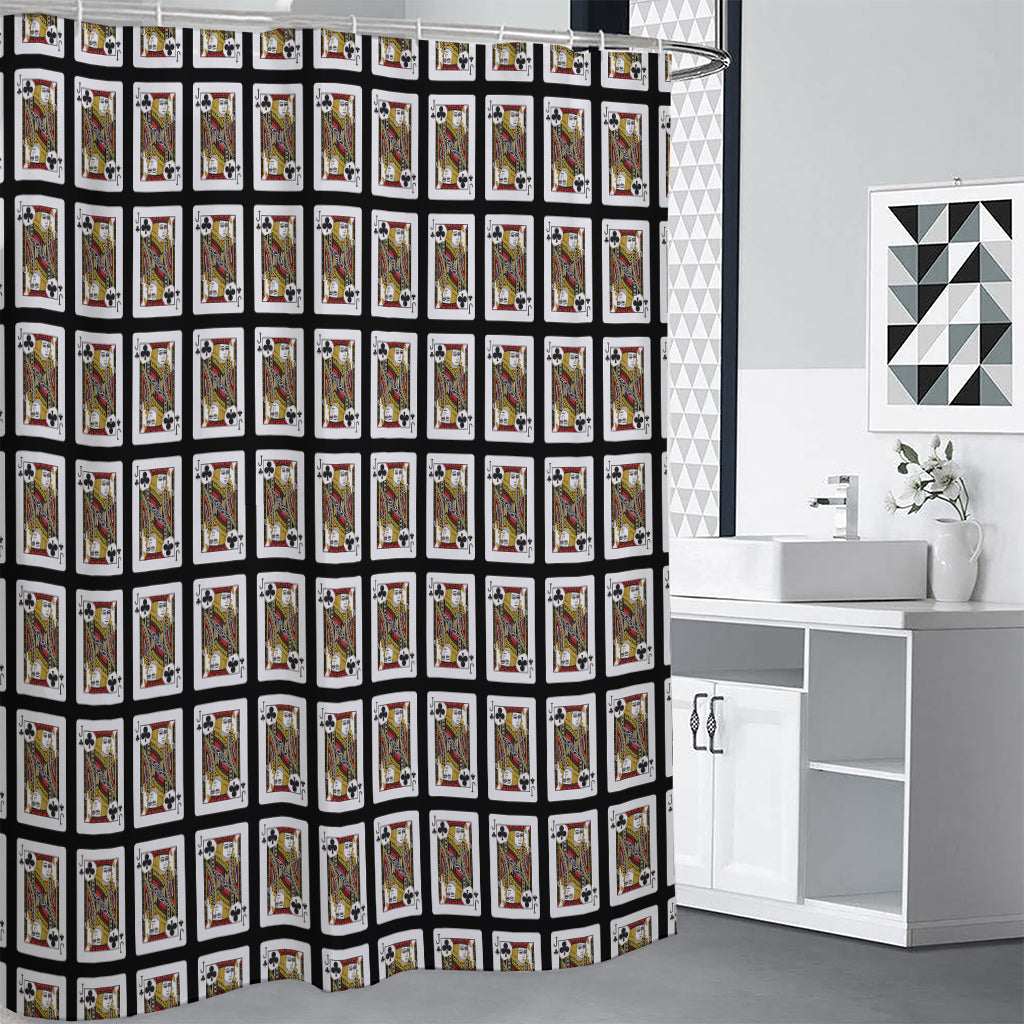 Jack Of Clubs Playing Card Pattern Print Shower Curtain