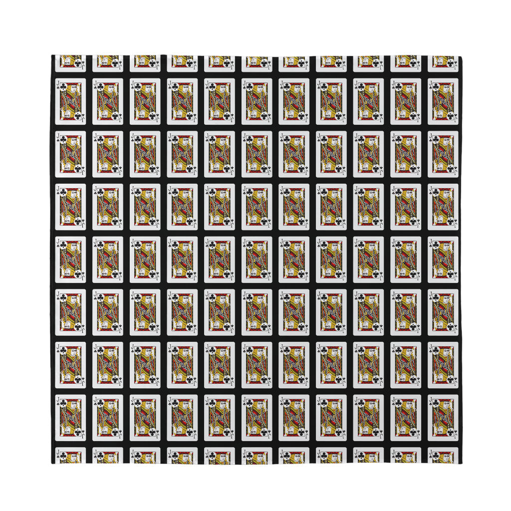 Jack Of Clubs Playing Card Pattern Print Silk Bandana