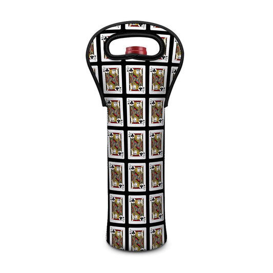 Jack Of Clubs Playing Card Pattern Print Single Neoprene Wine Tote