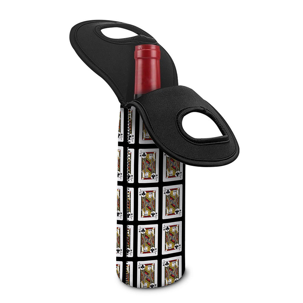 Jack Of Clubs Playing Card Pattern Print Single Neoprene Wine Tote