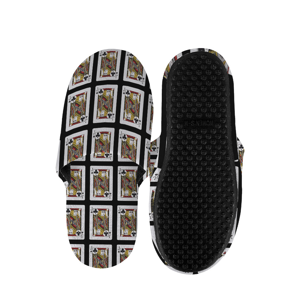 Jack Of Clubs Playing Card Pattern Print Slippers