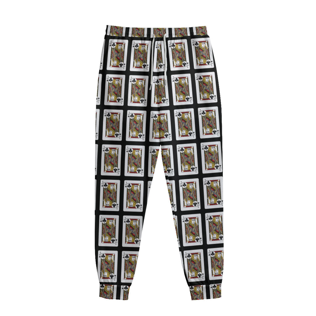 Jack Of Clubs Playing Card Pattern Print Sweatpants