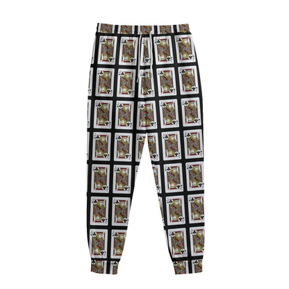 Jack Of Clubs Playing Card Pattern Print Sweatpants