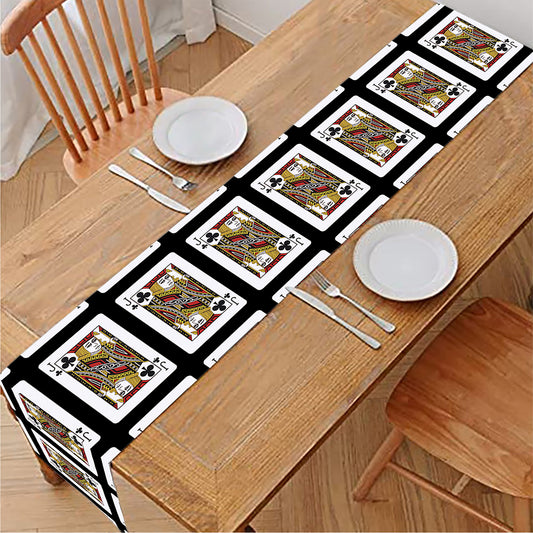 Jack Of Clubs Playing Card Pattern Print Table Runner