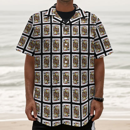 Jack Of Clubs Playing Card Pattern Print Textured Short Sleeve Shirt