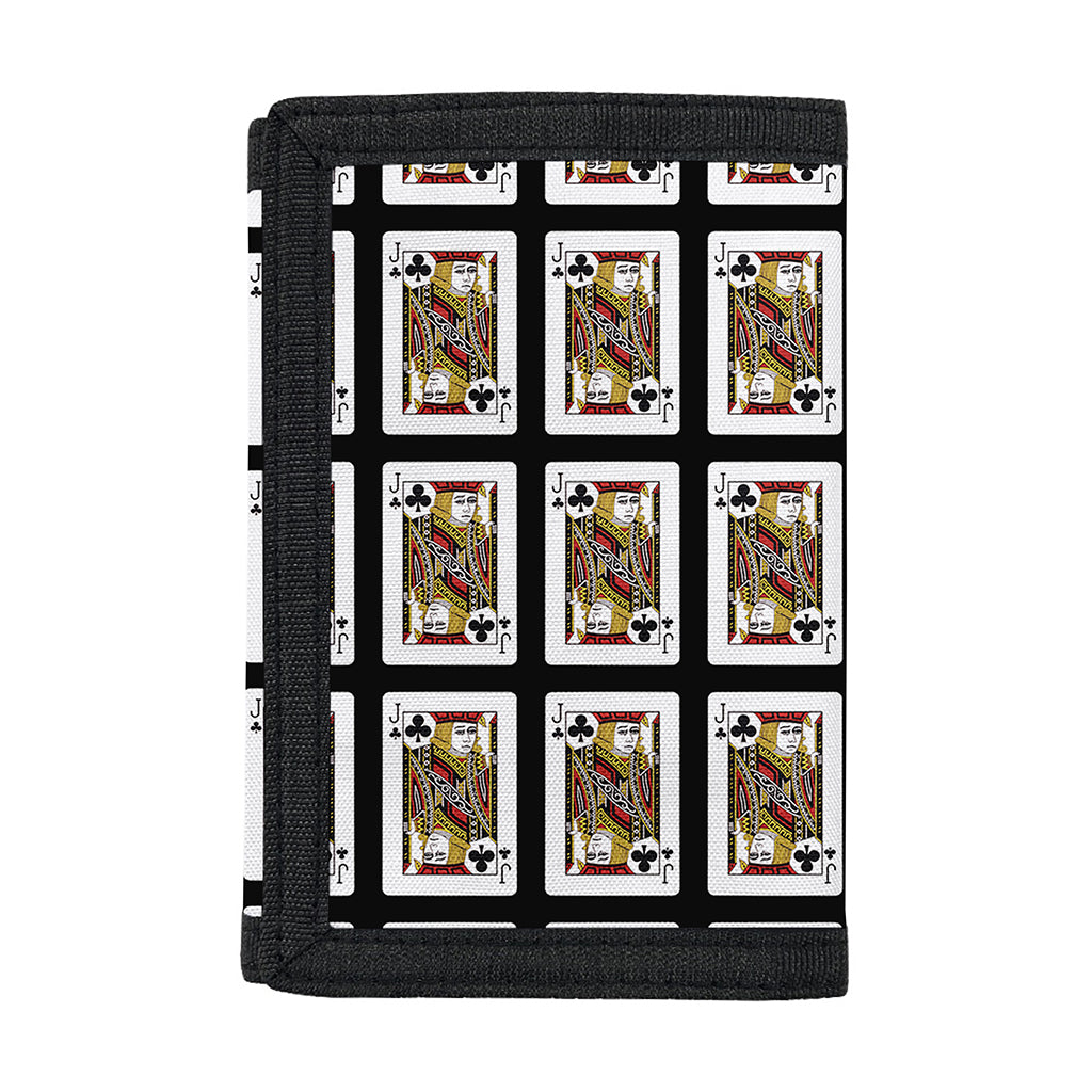 Jack Of Clubs Playing Card Pattern Print Trifold Wallet
