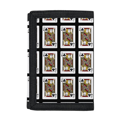 Jack Of Clubs Playing Card Pattern Print Trifold Wallet
