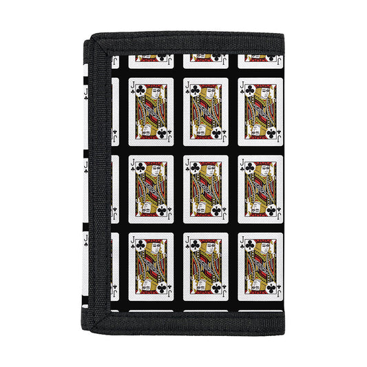 Jack Of Clubs Playing Card Pattern Print Trifold Wallet