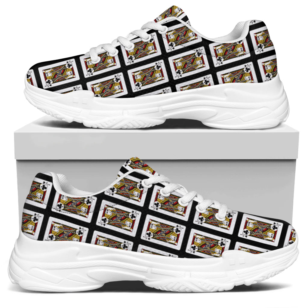 Jack Of Clubs Playing Card Pattern Print White Chunky Shoes