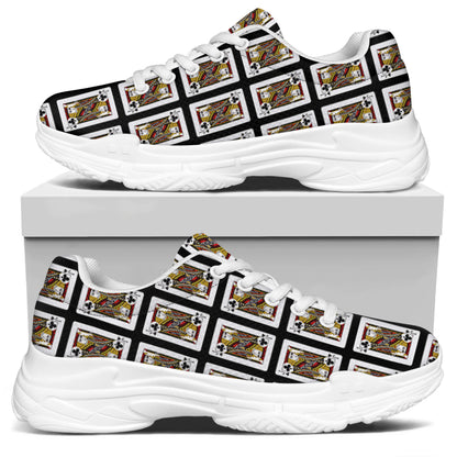 Jack Of Clubs Playing Card Pattern Print White Chunky Shoes