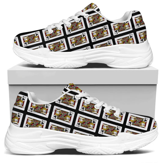 Jack Of Clubs Playing Card Pattern Print White Chunky Shoes
