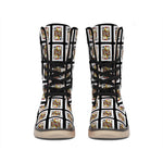 Jack Of Clubs Playing Card Pattern Print Winter Boots