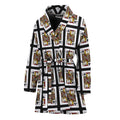 Jack Of Clubs Playing Card Pattern Print Women's Bathrobe