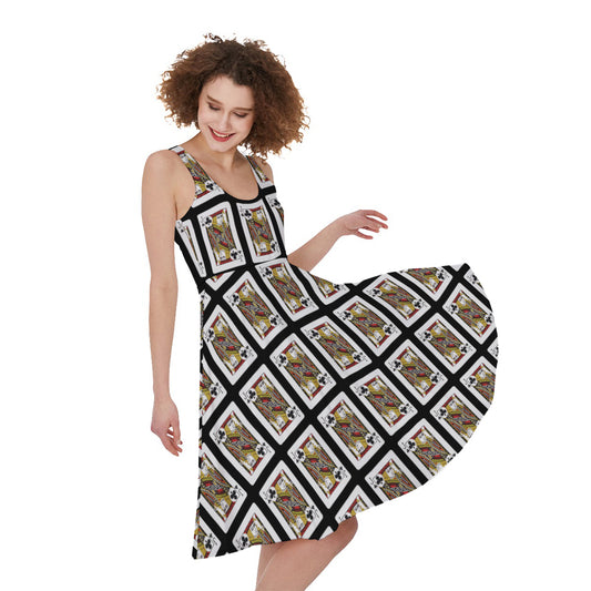 Jack Of Clubs Playing Card Pattern Print Women's Sleeveless Dress