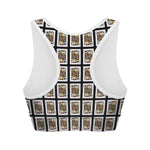 Jack Of Clubs Playing Card Pattern Print Women's Sports Bra