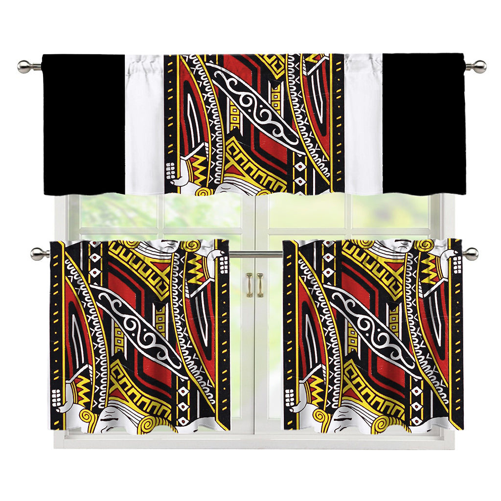 Jack Of Clubs Playing Card Print 3 Piece Kitchen Curtains