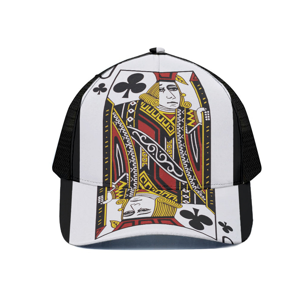 Jack Of Clubs Playing Card Print Black Mesh Trucker Cap