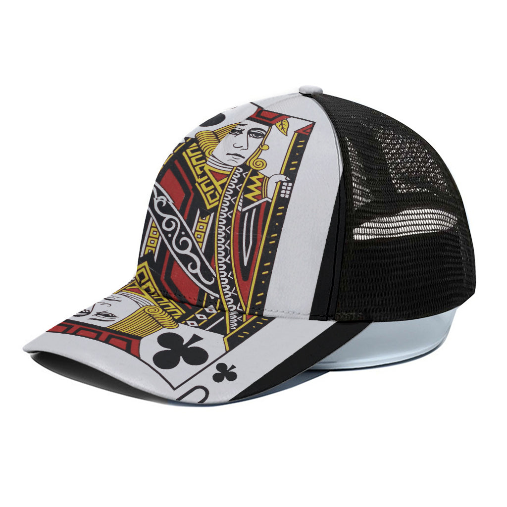 Jack Of Clubs Playing Card Print Black Mesh Trucker Cap