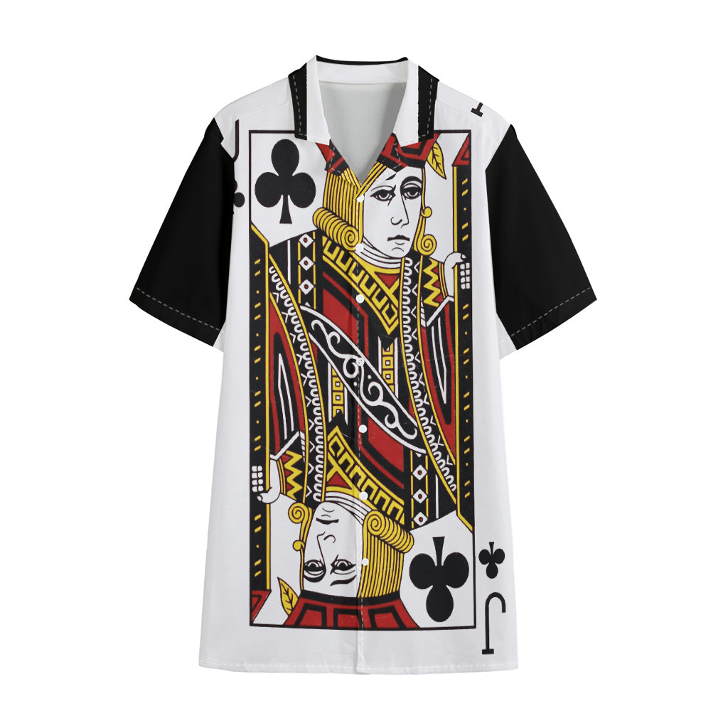 Jack Of Clubs Playing Card Print Cotton Hawaiian Shirt