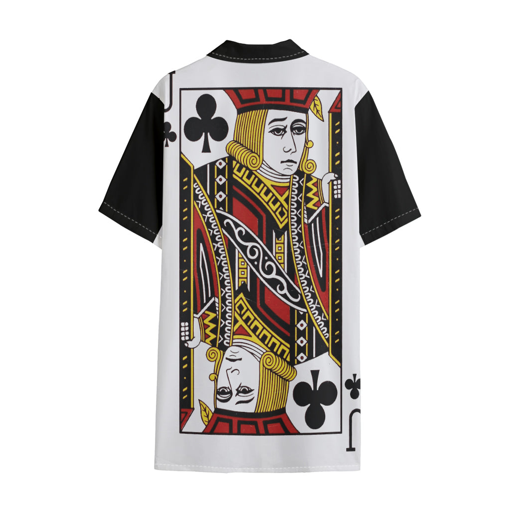 Jack Of Clubs Playing Card Print Cotton Hawaiian Shirt