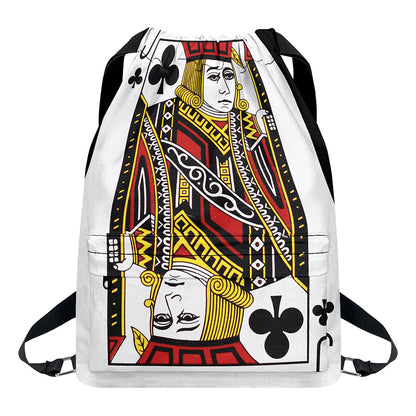 Jack Of Clubs Playing Card Print Drawstring Backpack