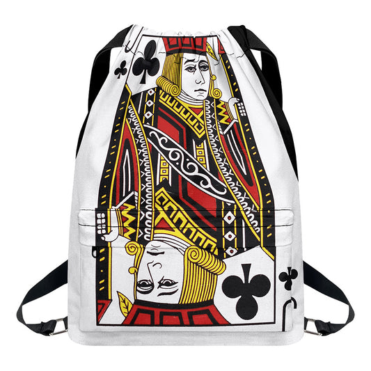 Jack Of Clubs Playing Card Print Drawstring Backpack