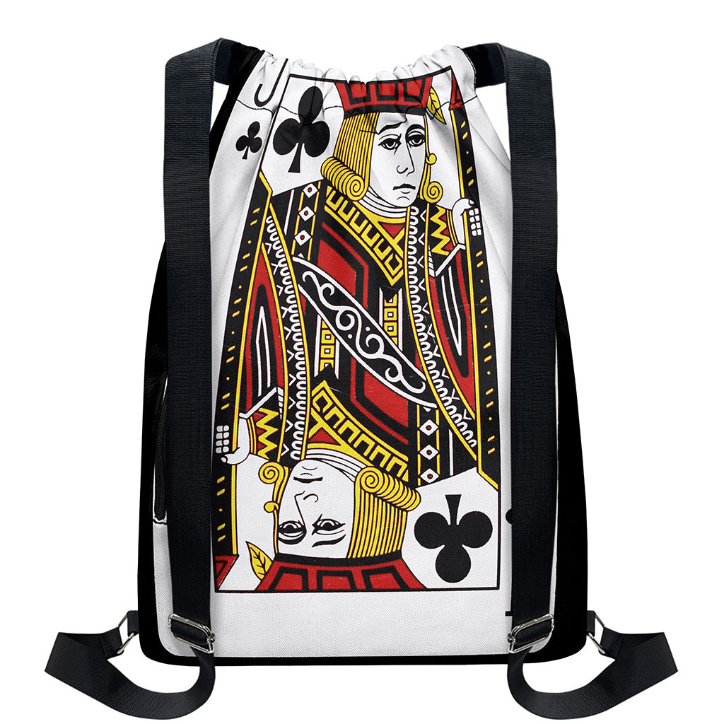 Jack Of Clubs Playing Card Print Drawstring Backpack