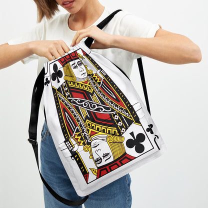 Jack Of Clubs Playing Card Print Drawstring Backpack