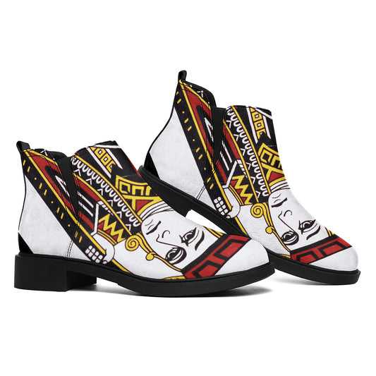 Jack Of Clubs Playing Card Print Flat Ankle Boots