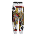 Jack Of Clubs Playing Card Print Fleece Lined Knit Pants