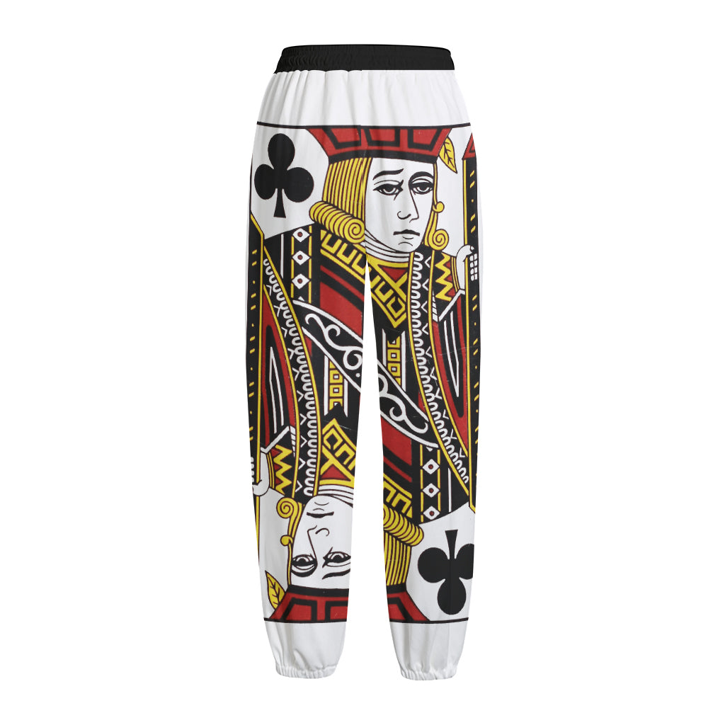 Jack Of Clubs Playing Card Print Fleece Lined Knit Pants