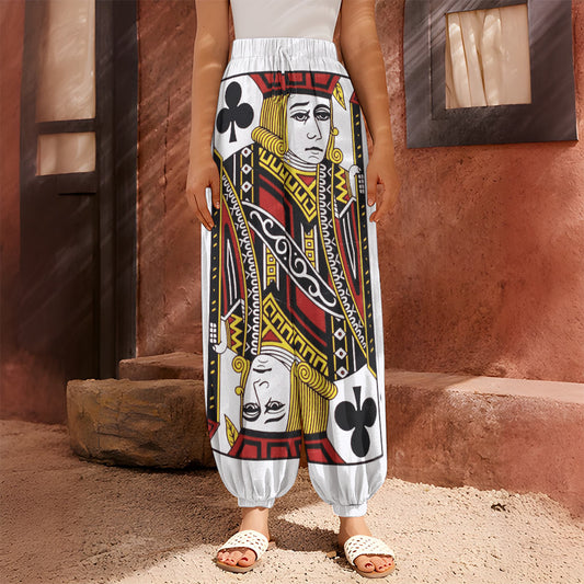 Jack Of Clubs Playing Card Print Harem Pants