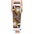 Jack Of Clubs Playing Card Print High Slit Maxi Skirt