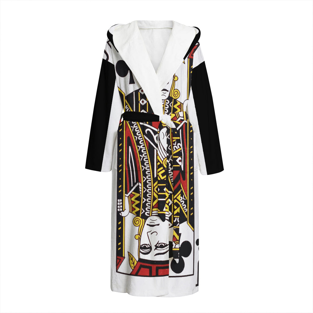Jack Of Clubs Playing Card Print Hooded Bathrobe