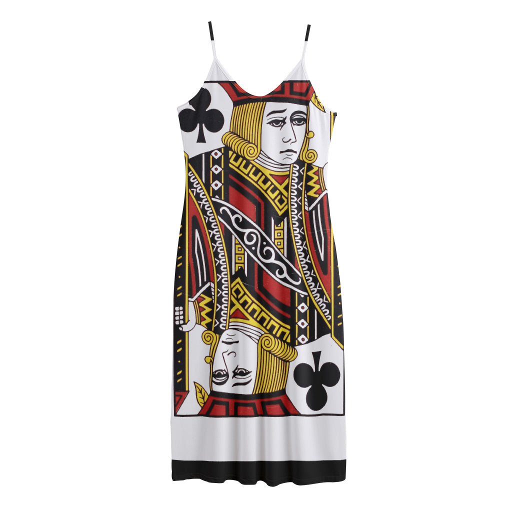 Jack Of Clubs Playing Card Print Jersey Midi Cami Dress