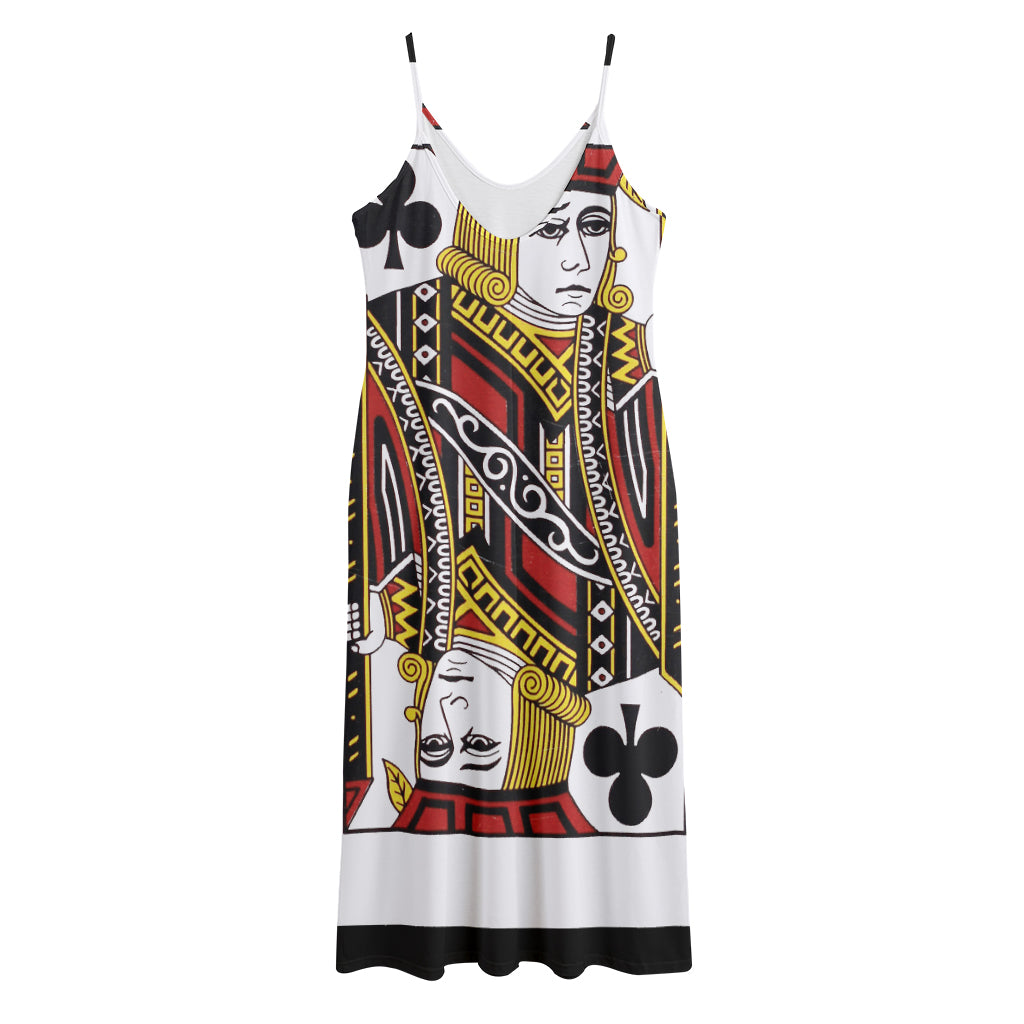 Jack Of Clubs Playing Card Print Jersey Midi Cami Dress