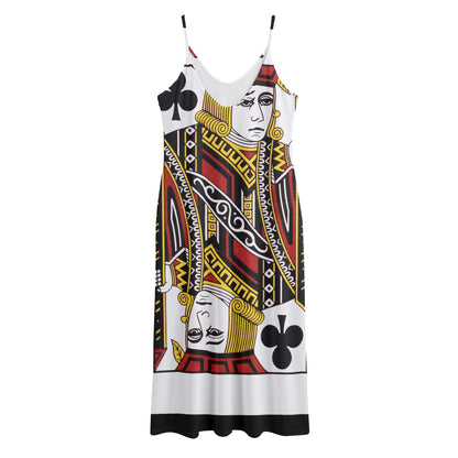 Jack Of Clubs Playing Card Print Jersey Midi Cami Dress