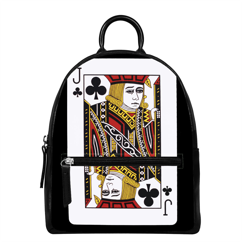 Jack Of Clubs Playing Card Print Leather Backpack