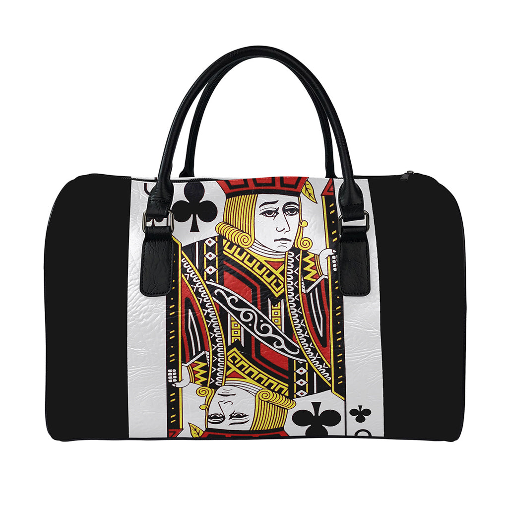 Jack Of Clubs Playing Card Print Leather Duffle Bag