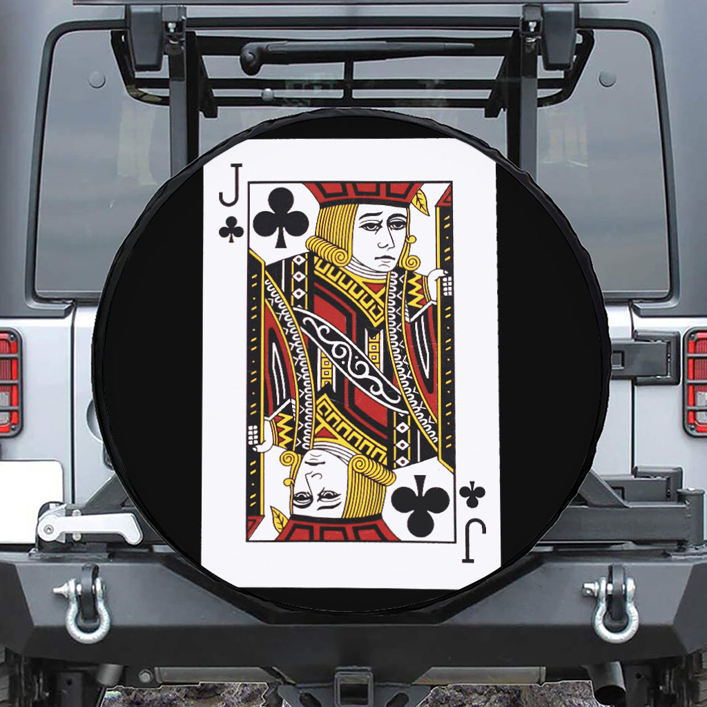 Jack Of Clubs Playing Card Print Leather Spare Tire Cover