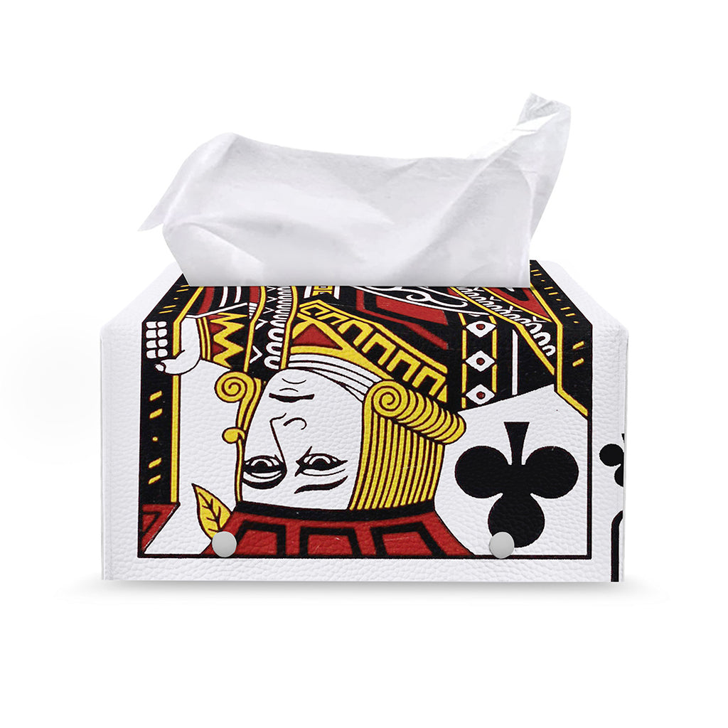 Jack Of Clubs Playing Card Print Leather Tissue Box Cover
