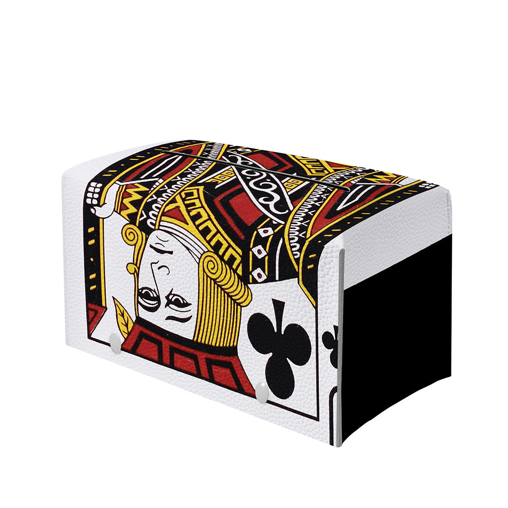 Jack Of Clubs Playing Card Print Leather Tissue Box Cover
