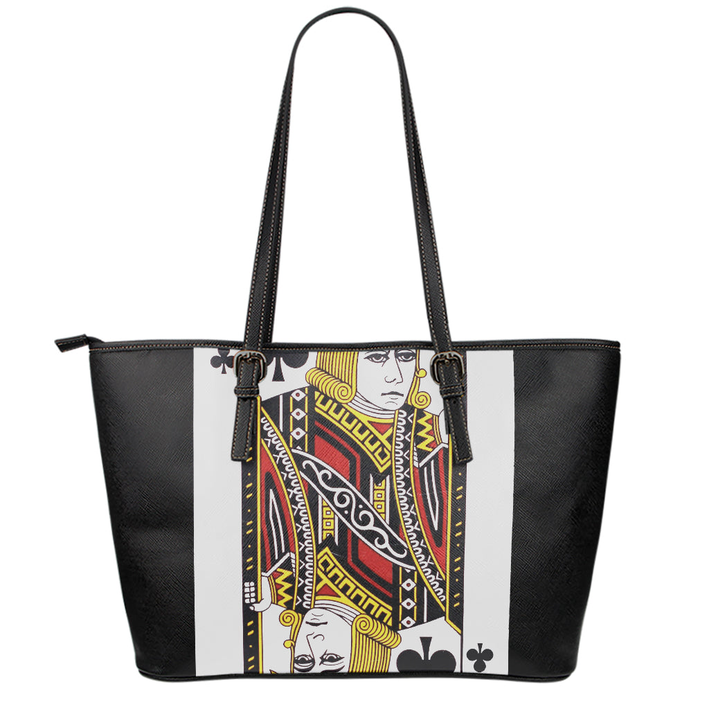 Jack Of Clubs Playing Card Print Leather Tote Bag