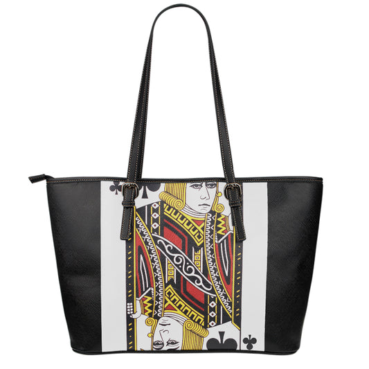 Jack Of Clubs Playing Card Print Leather Tote Bag