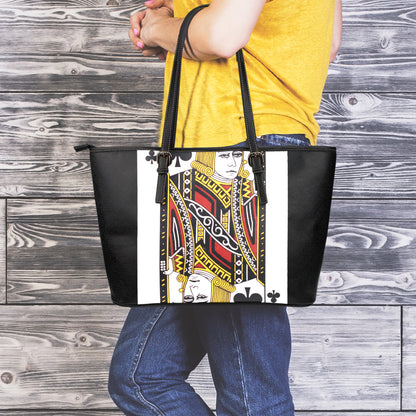 Jack Of Clubs Playing Card Print Leather Tote Bag