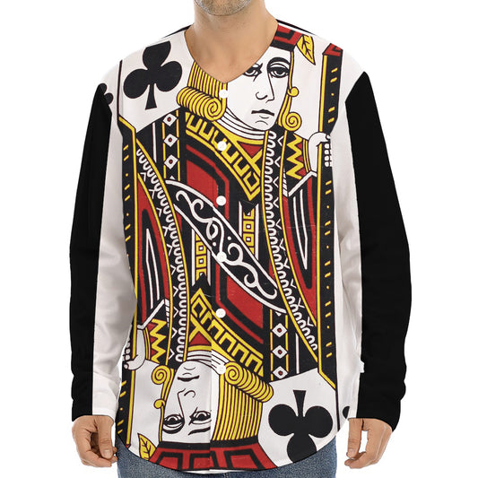 Jack Of Clubs Playing Card Print Long Sleeve Baseball Jersey