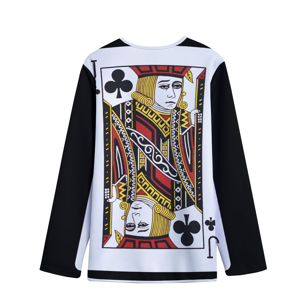 Jack Of Clubs Playing Card Print Long Sleeve Short Coat