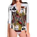 Jack Of Clubs Playing Card Print Long Sleeve Swimsuit