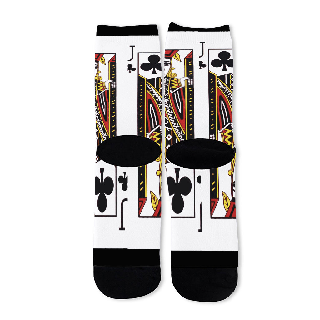 Jack Of Clubs Playing Card Print Long Socks